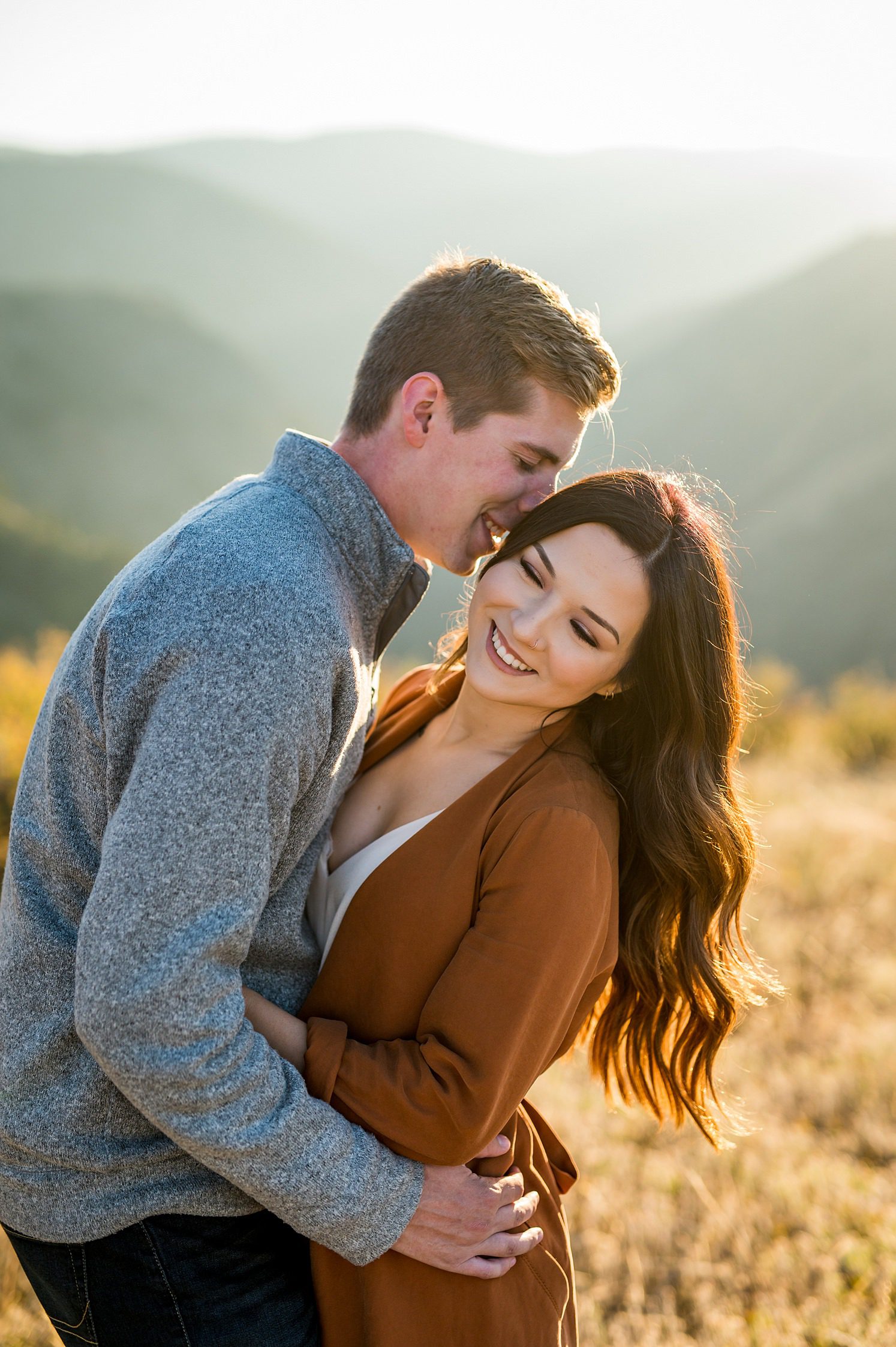 Colorado couple taking engagement photos in Denver