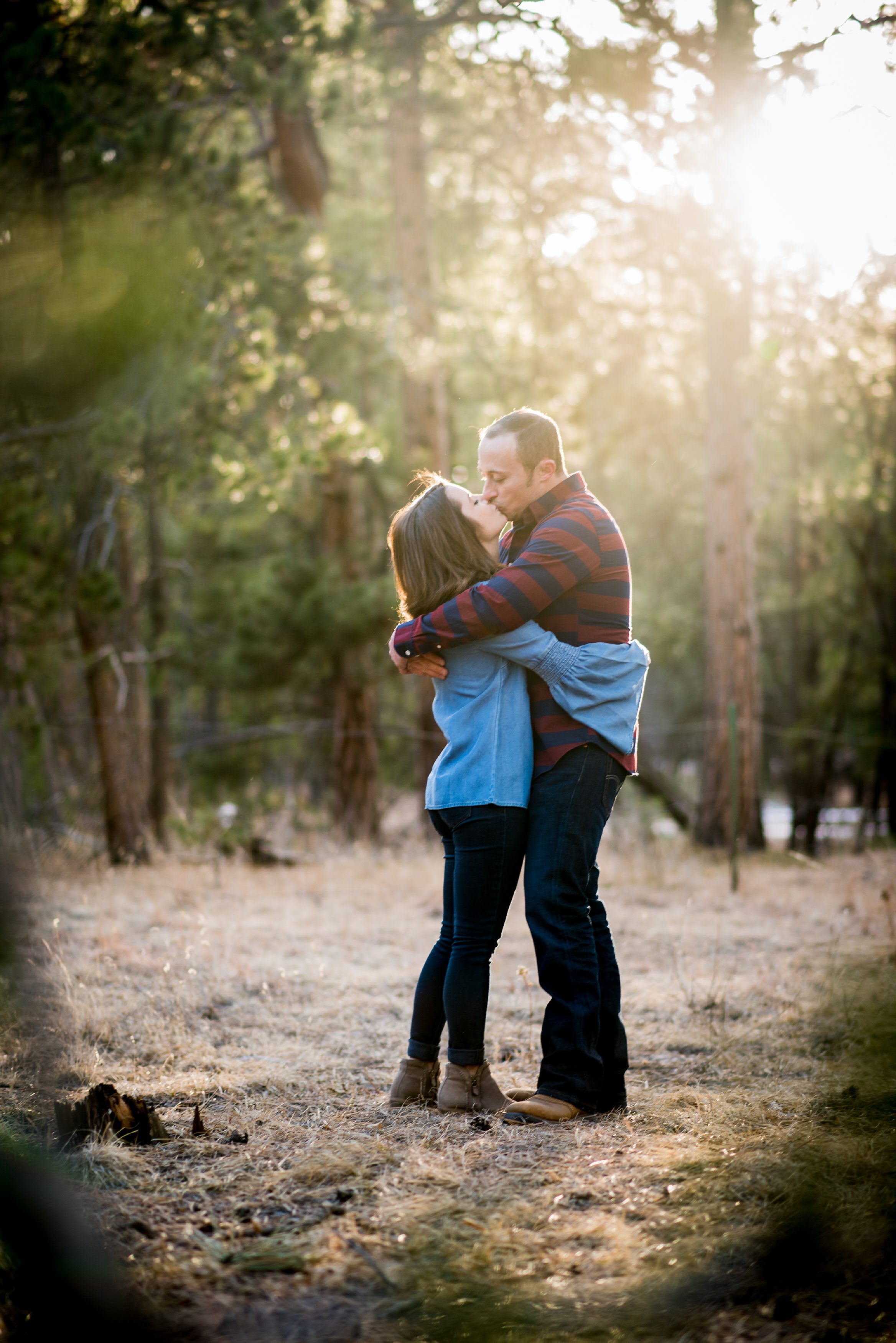 Colorado engagement, engagement session in the trees, Colorado wedding photographers