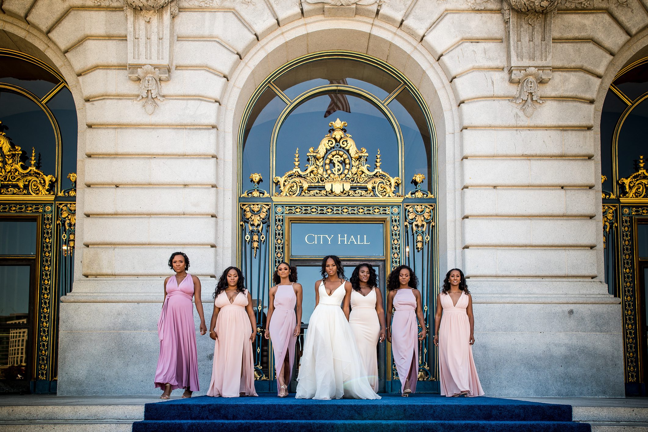 San Fransisco Wedding Photographers, SF War Memorial Wedding Photos, Bridesmaid Dresses