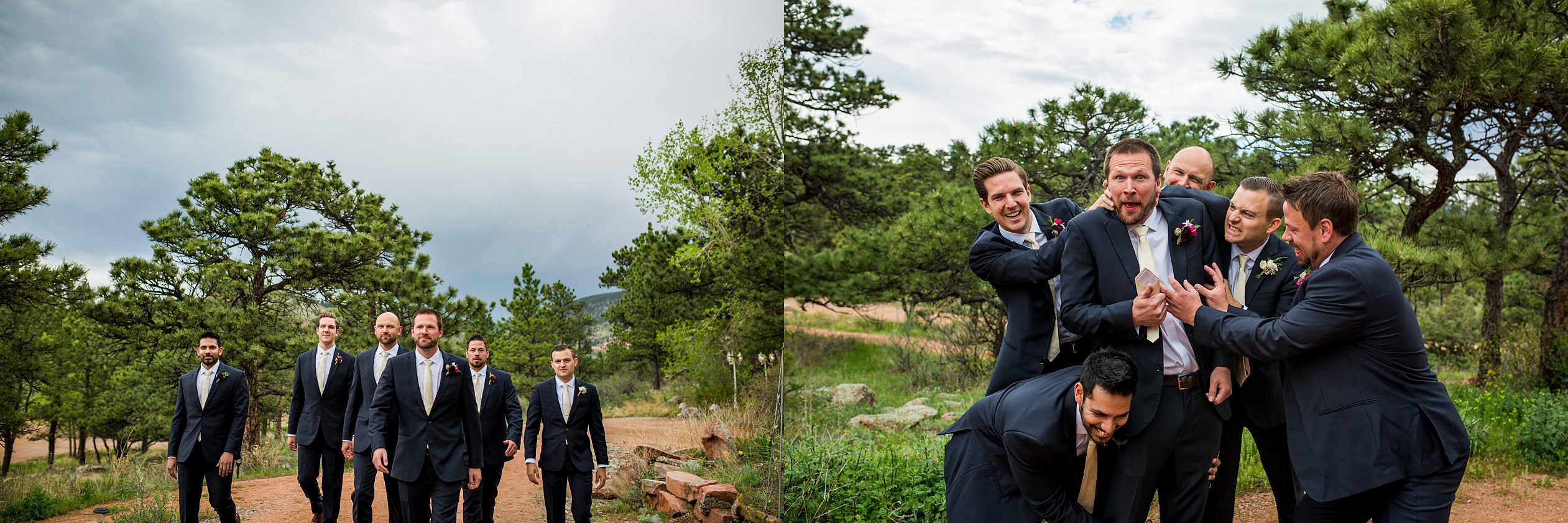 groomsmen photos at lions crest manor in Lyons, CO