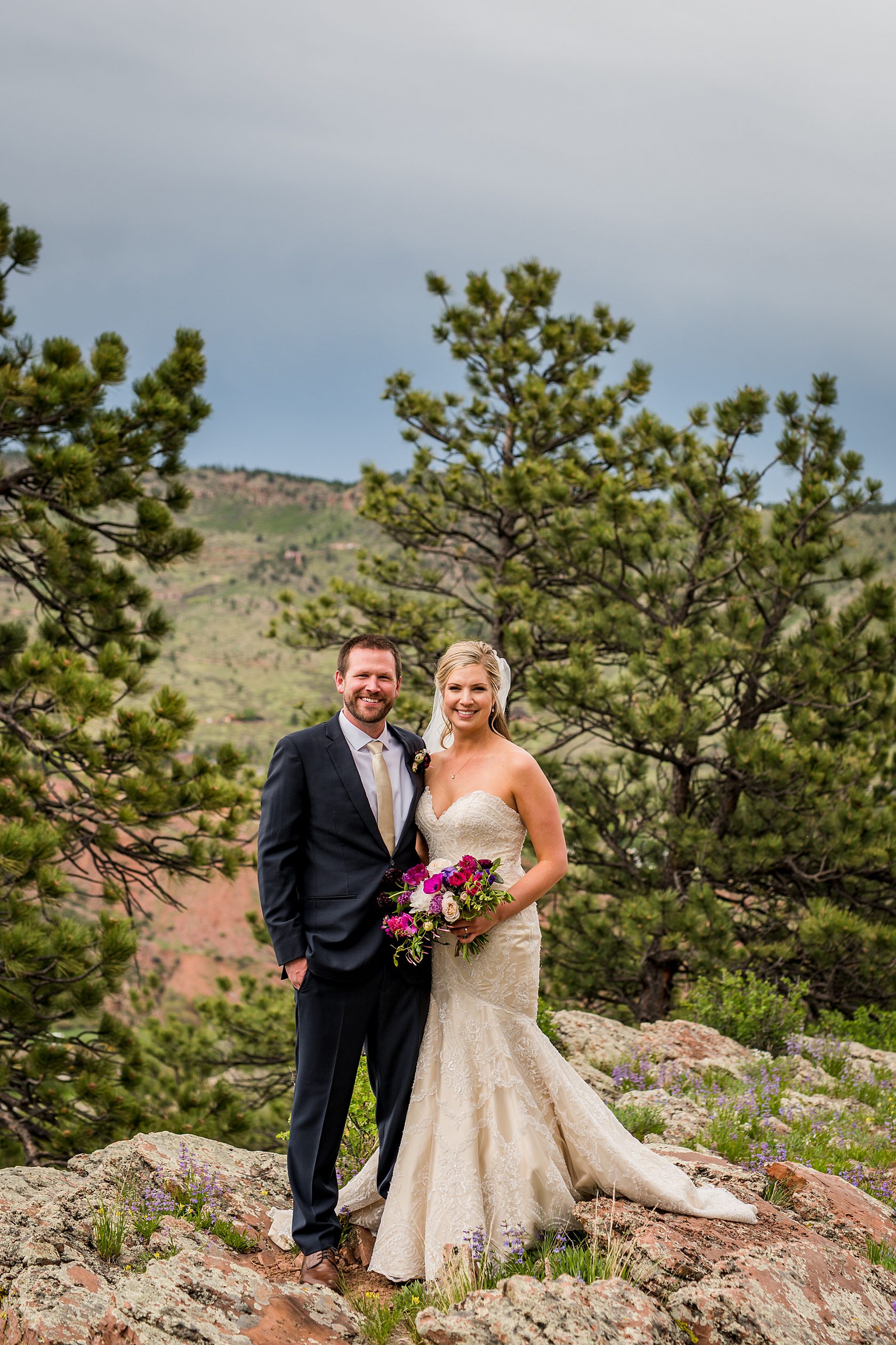 beautiful wedding couple at their Colorado wedding venue