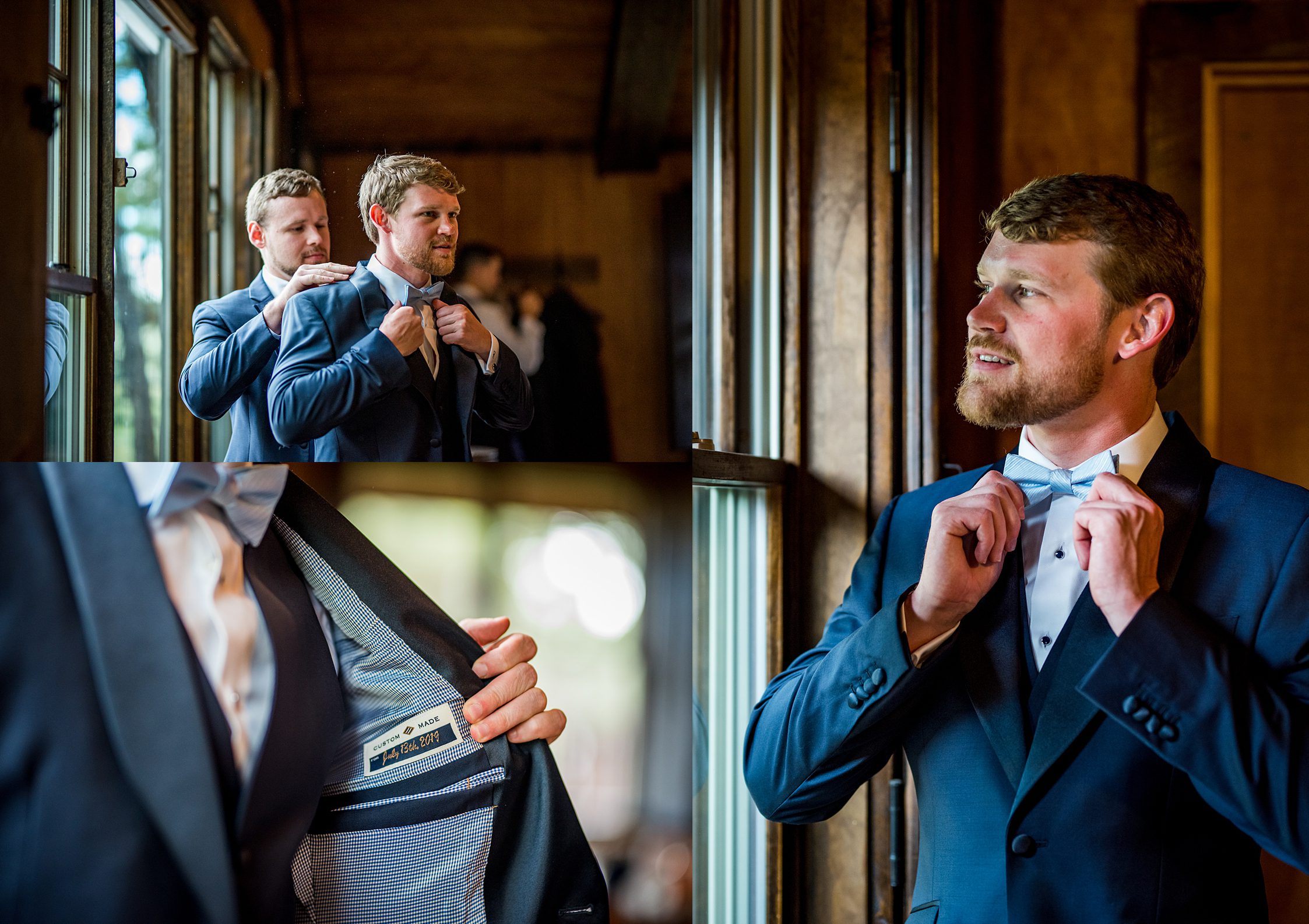 Groom getting ready at Spruce Mountain Ranch