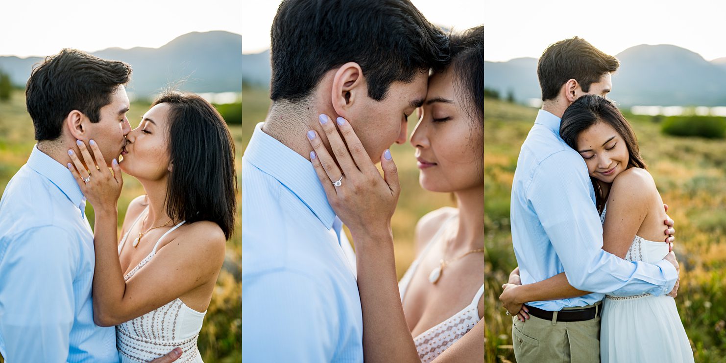 couple kissing in Breckenridge 