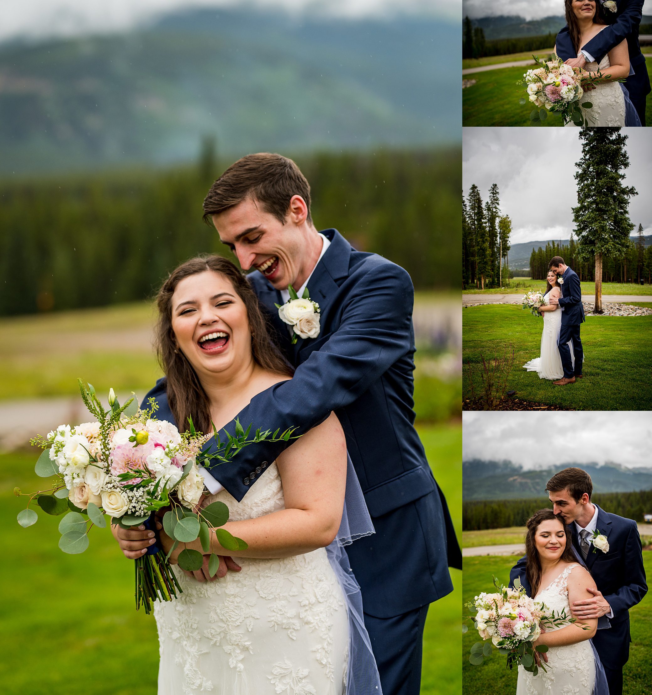 photo of bride and groom before their wedding ceremony in Colorado