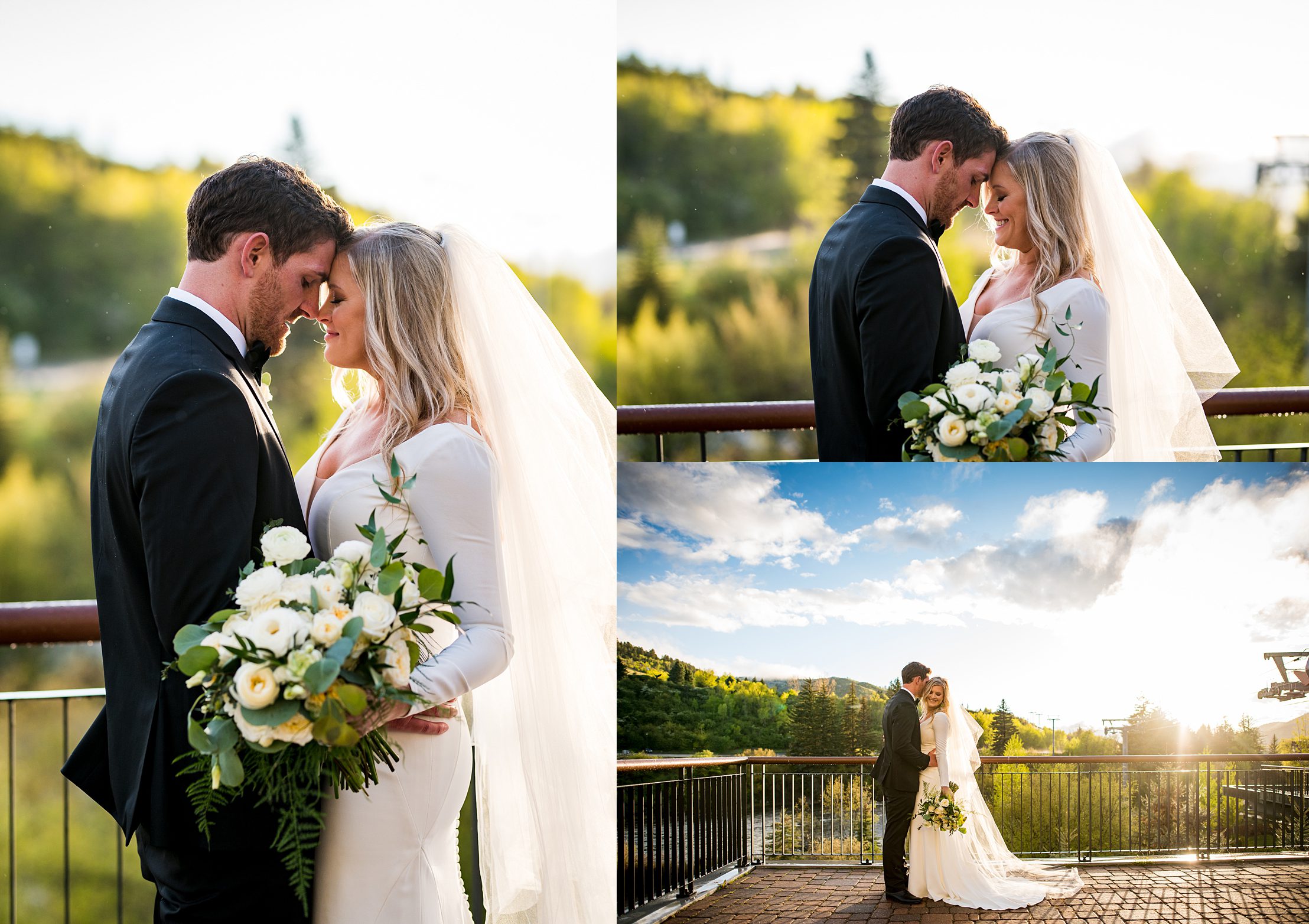romantic wedding photos with golden sunlight in Vail