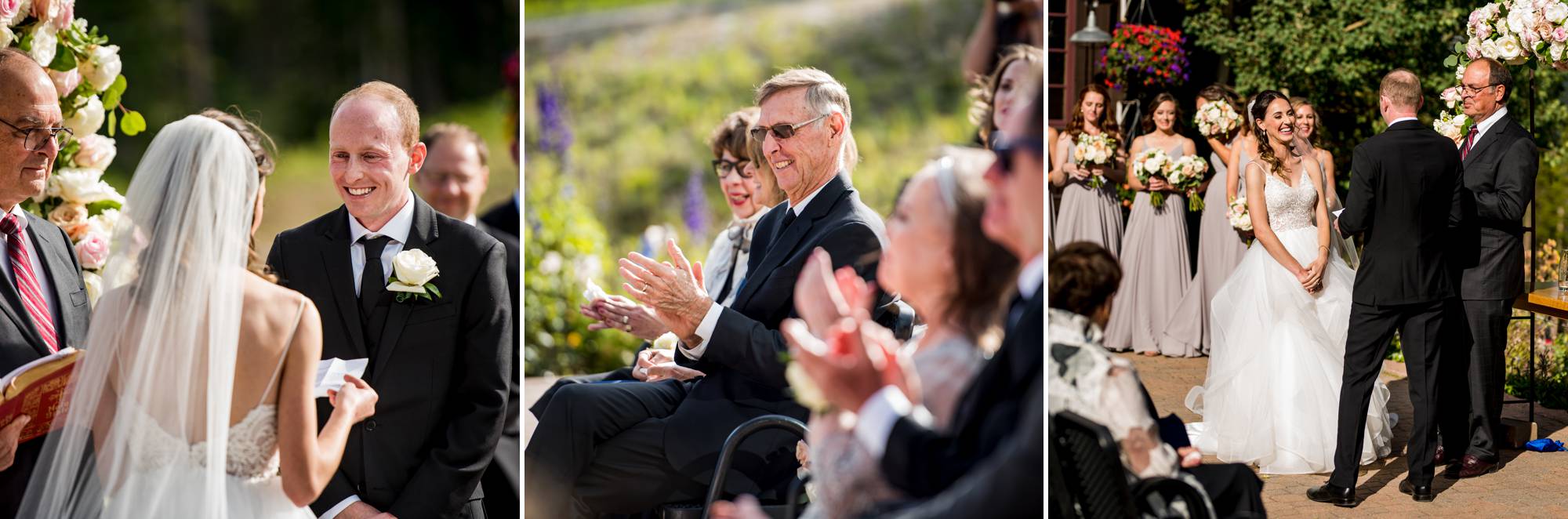 fun emotional wedding ceremony in the Colorado Mountains