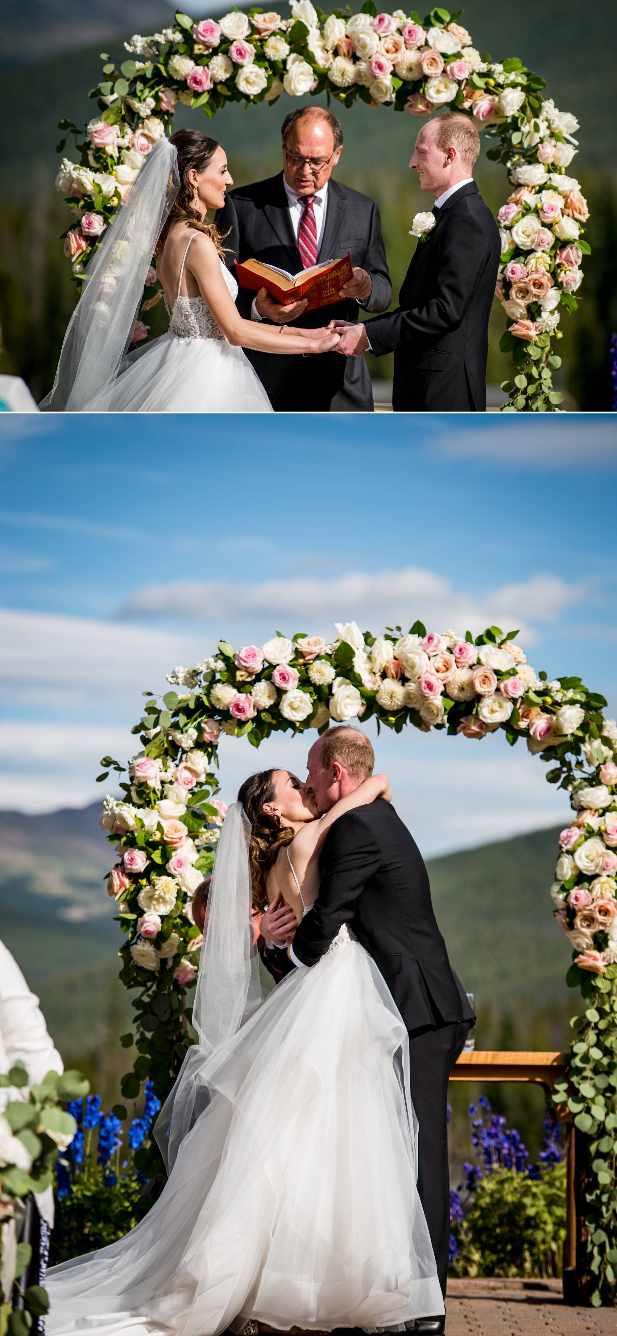 bride and groom get married in Colorado