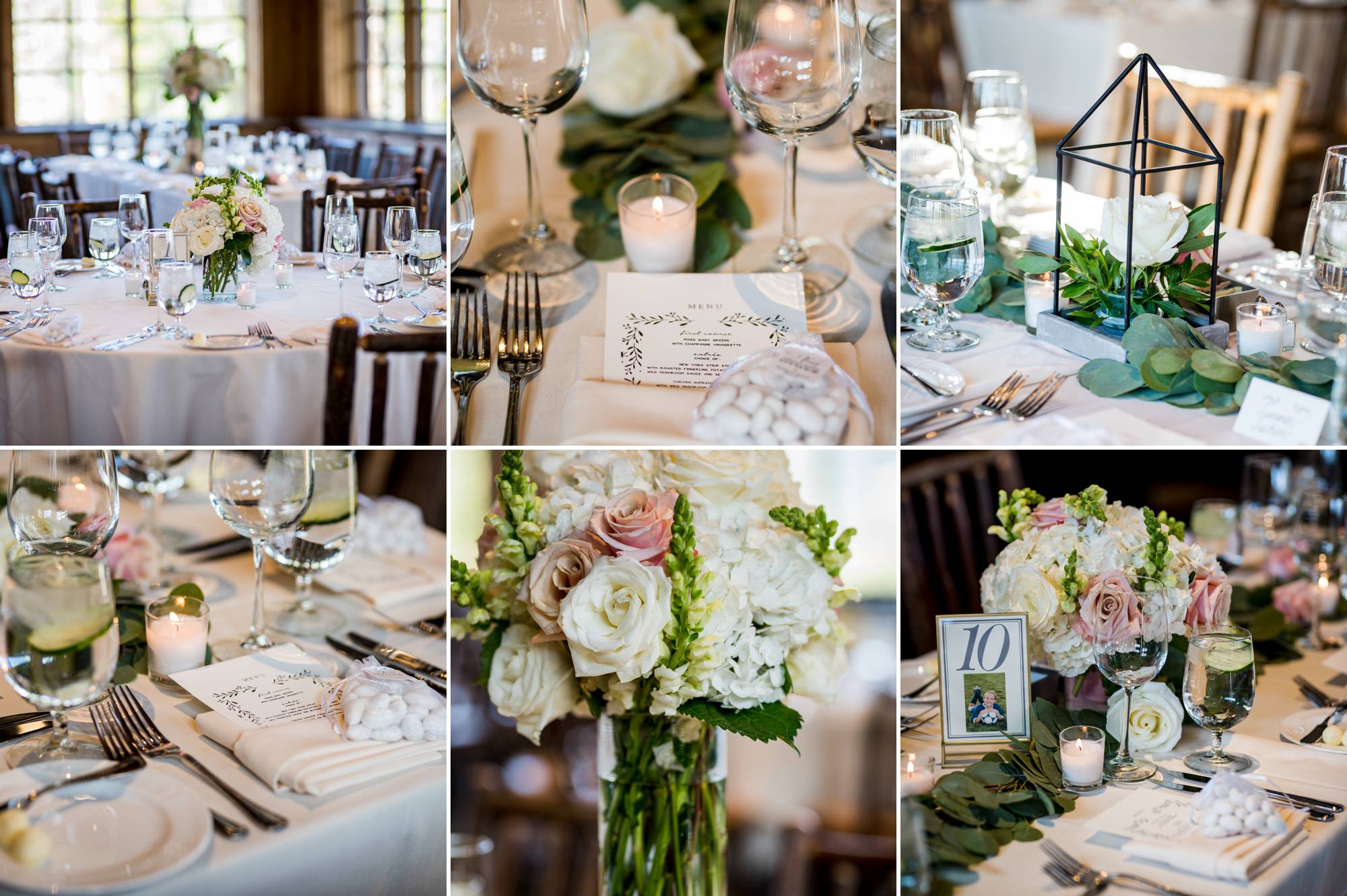 beautiful green and pink wedding details at Ten Mile Station