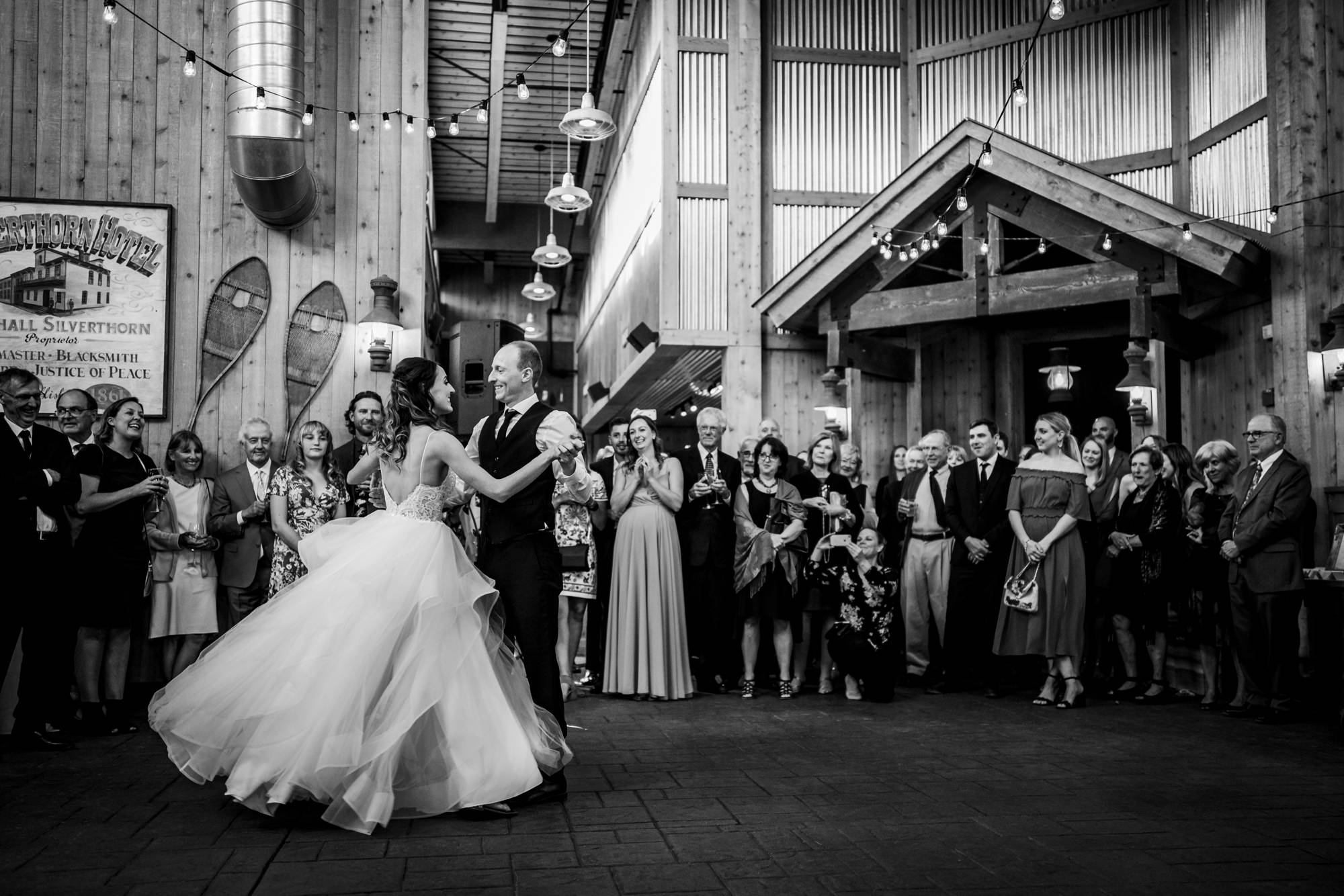 wedding couple shares their first dance at Ten Mile Station