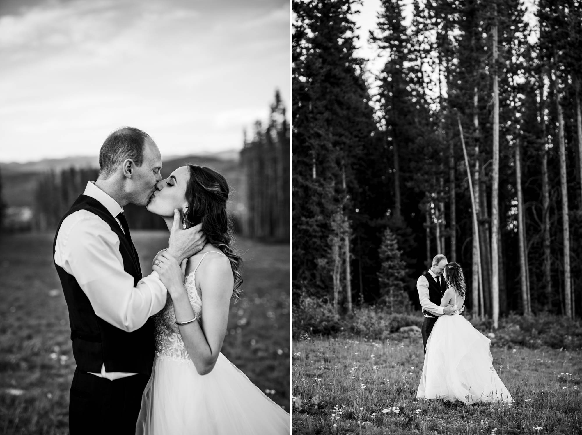 bride and groom kissing and hugging at Ten Mile Station