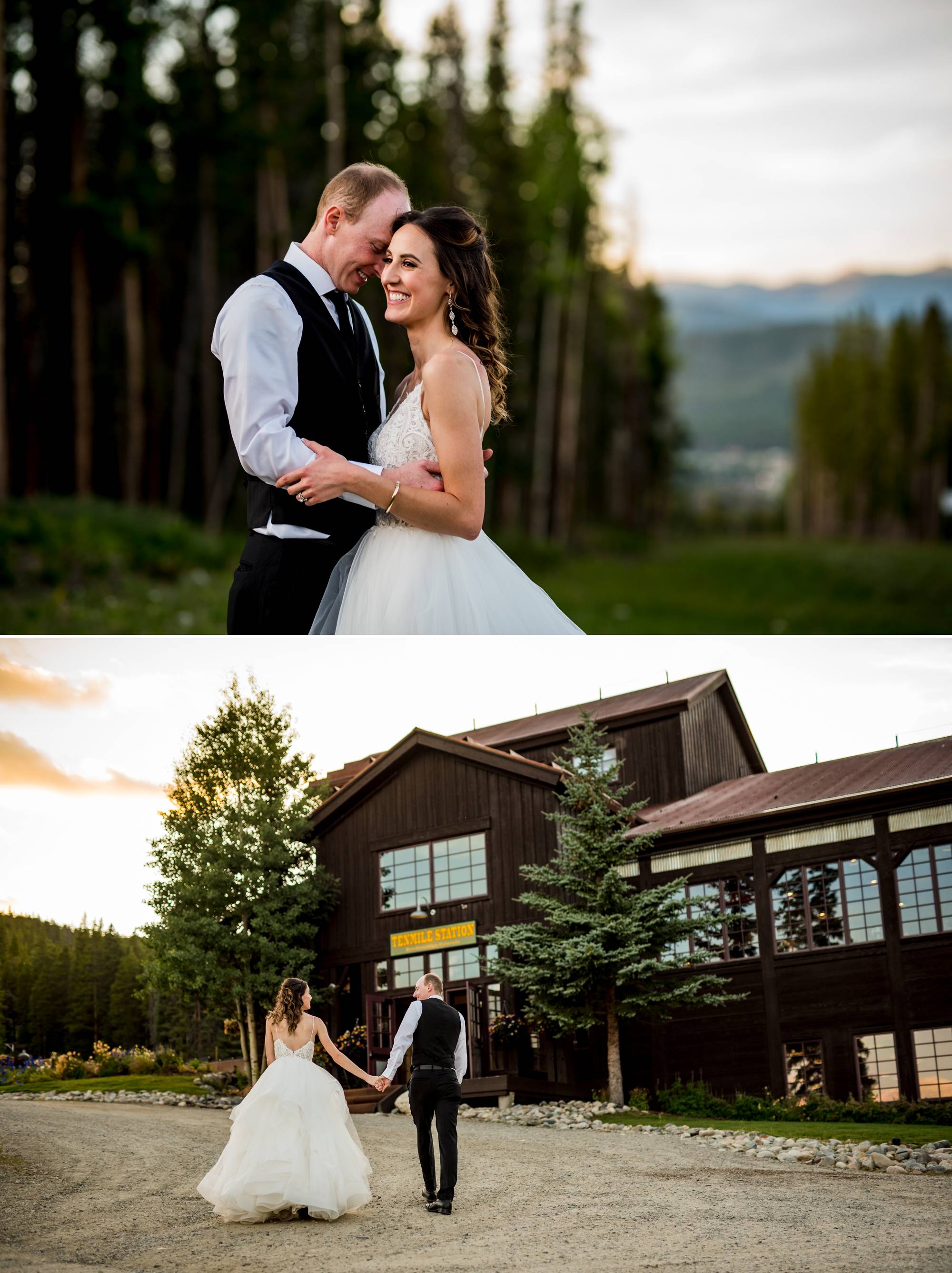 wedding couple enjoying the sunset at Ten Mile Station