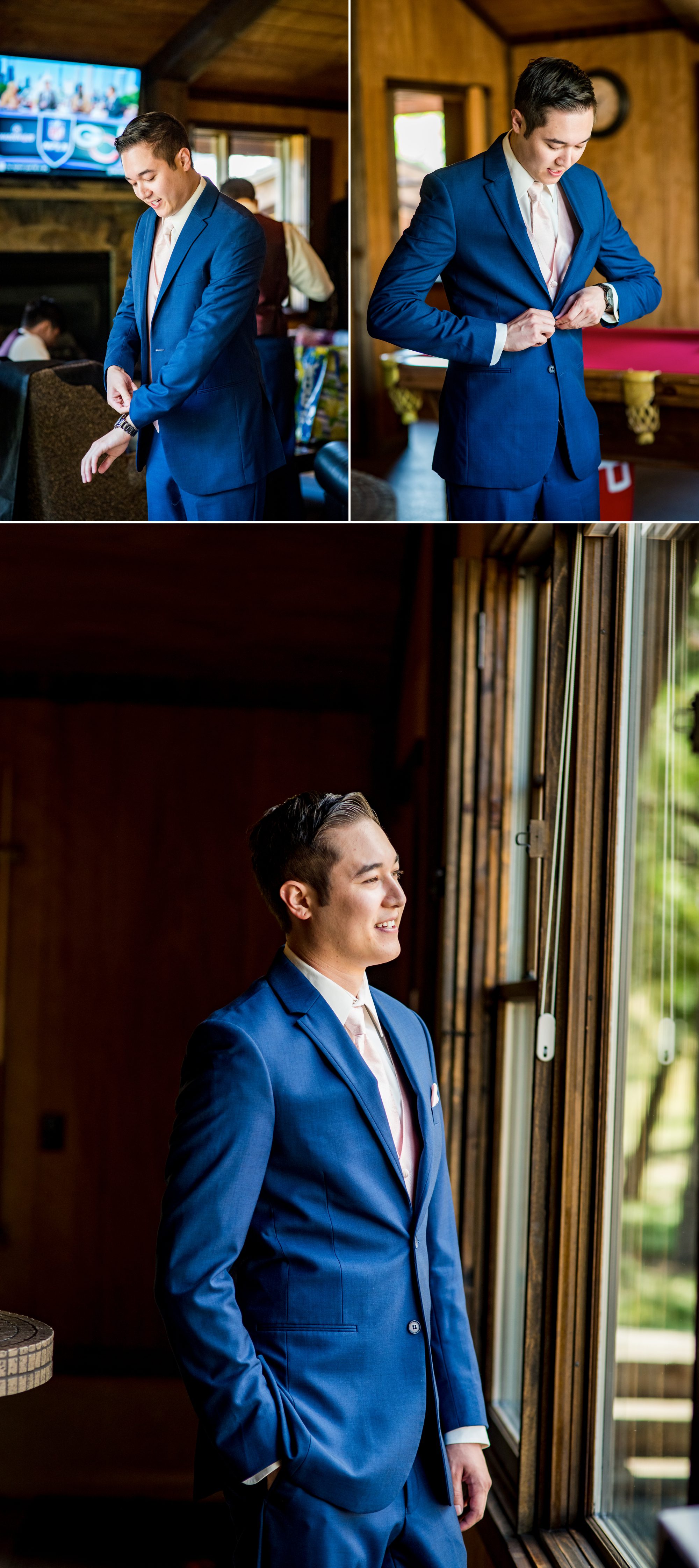 groom getting ready for his wedding day at Spruce Mountain