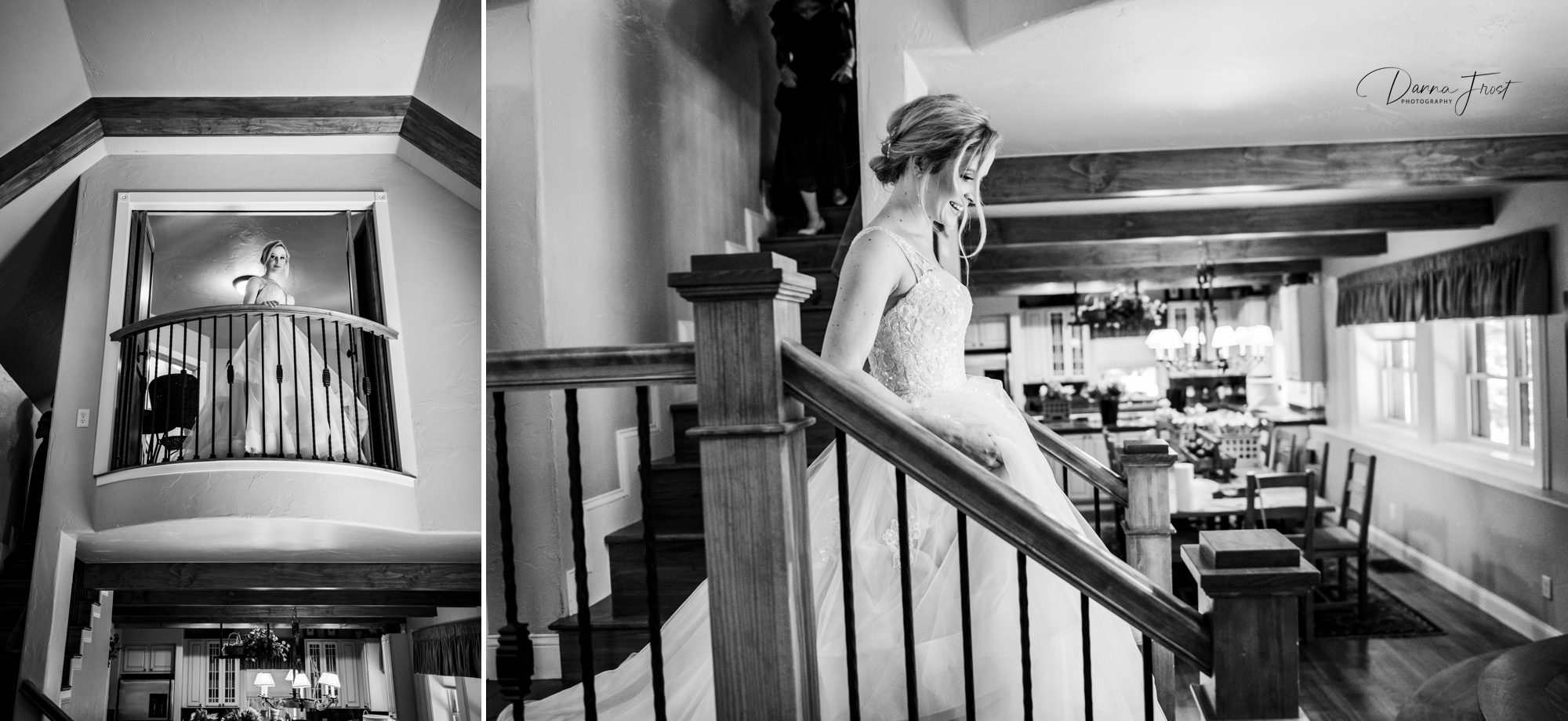 bride walking down the stairs