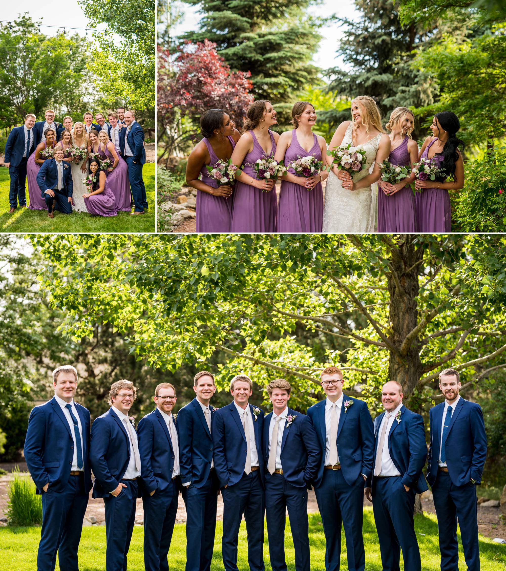 colorful bridal party at church ranch event center