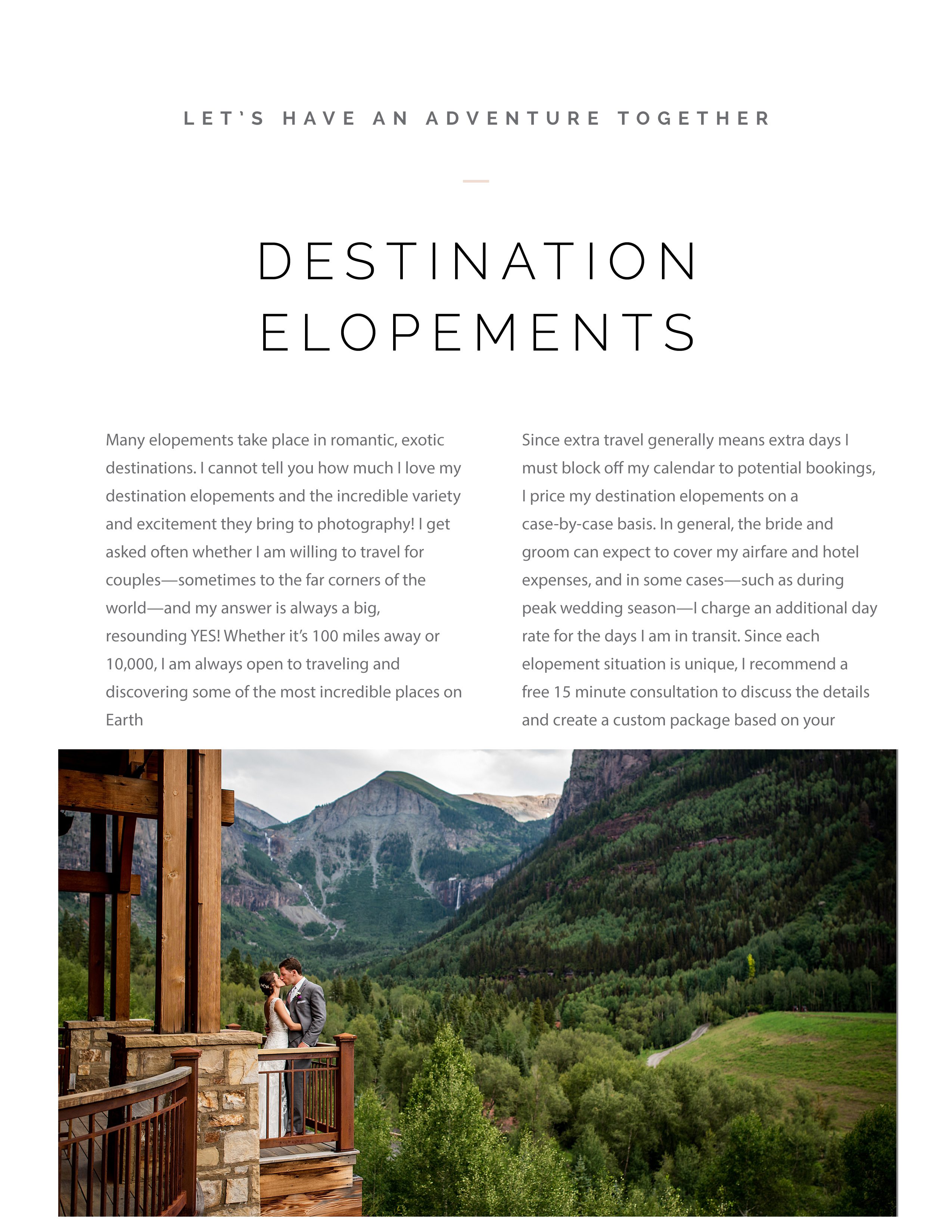 Destination elopement photographers with the Telluride mountains in the background
