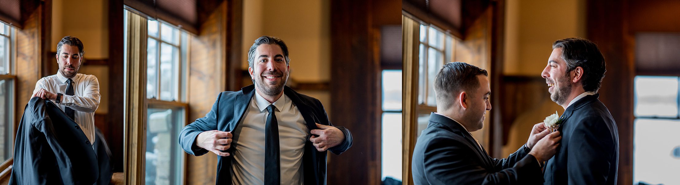groom getting ready at spruce mountain ranch in colorado