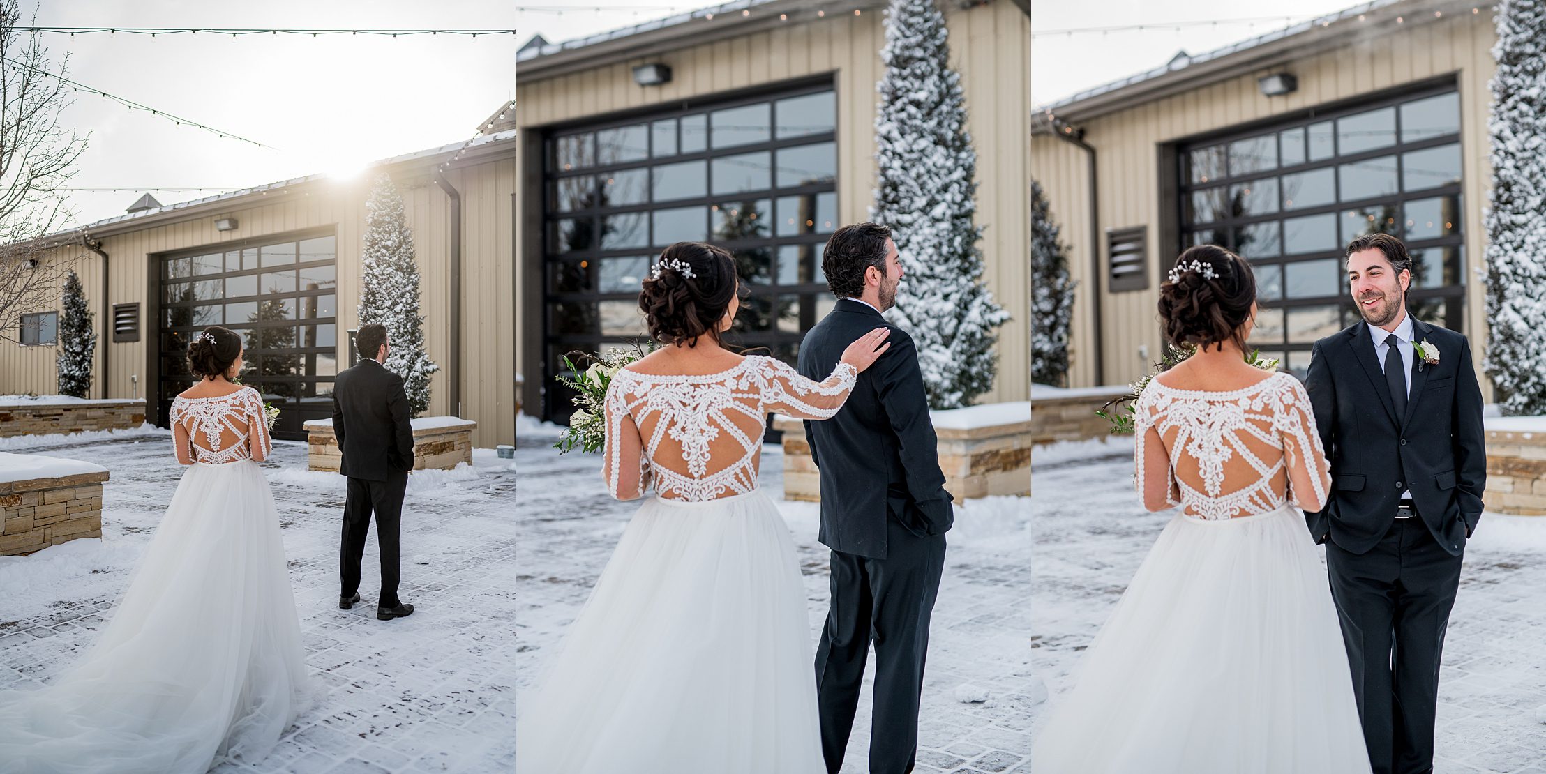 bride tapping her group on the shoulder