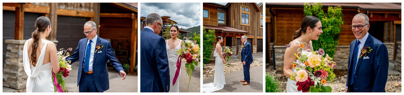 bride and her dad have a first look at skyview at Fall River Village