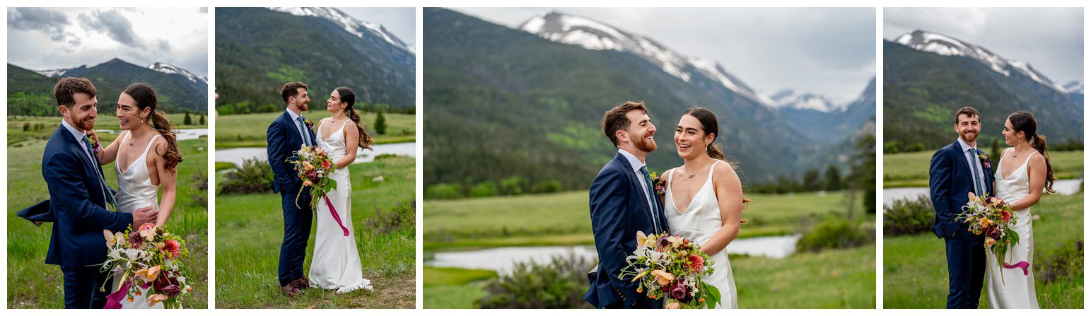 bride and groom enjoying their day in Estes Park
