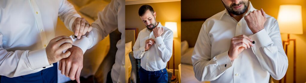 groom getting ready at Cheyenne Mountain ranch.