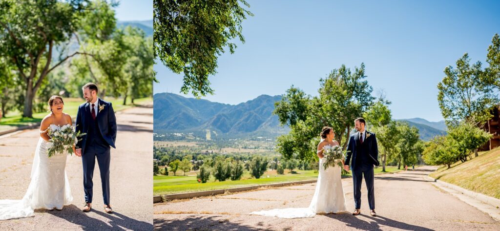 bride and groom wedding photos at Cheyenne Mountain Resort