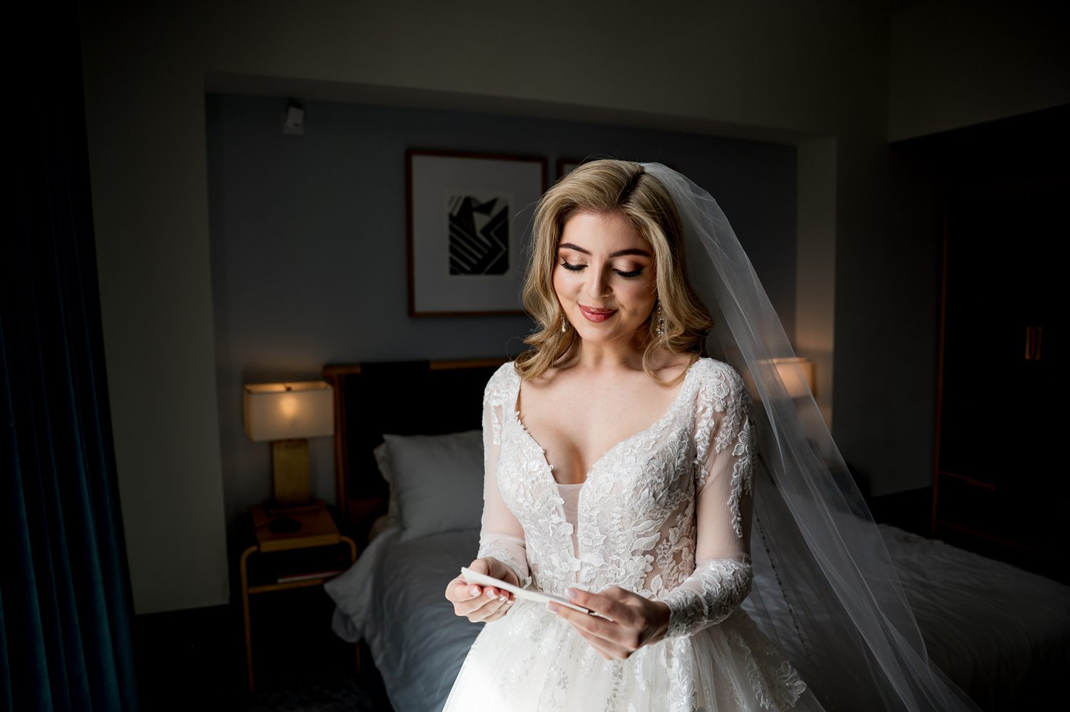 bride reading her vows before her Colorado wedding in Denver