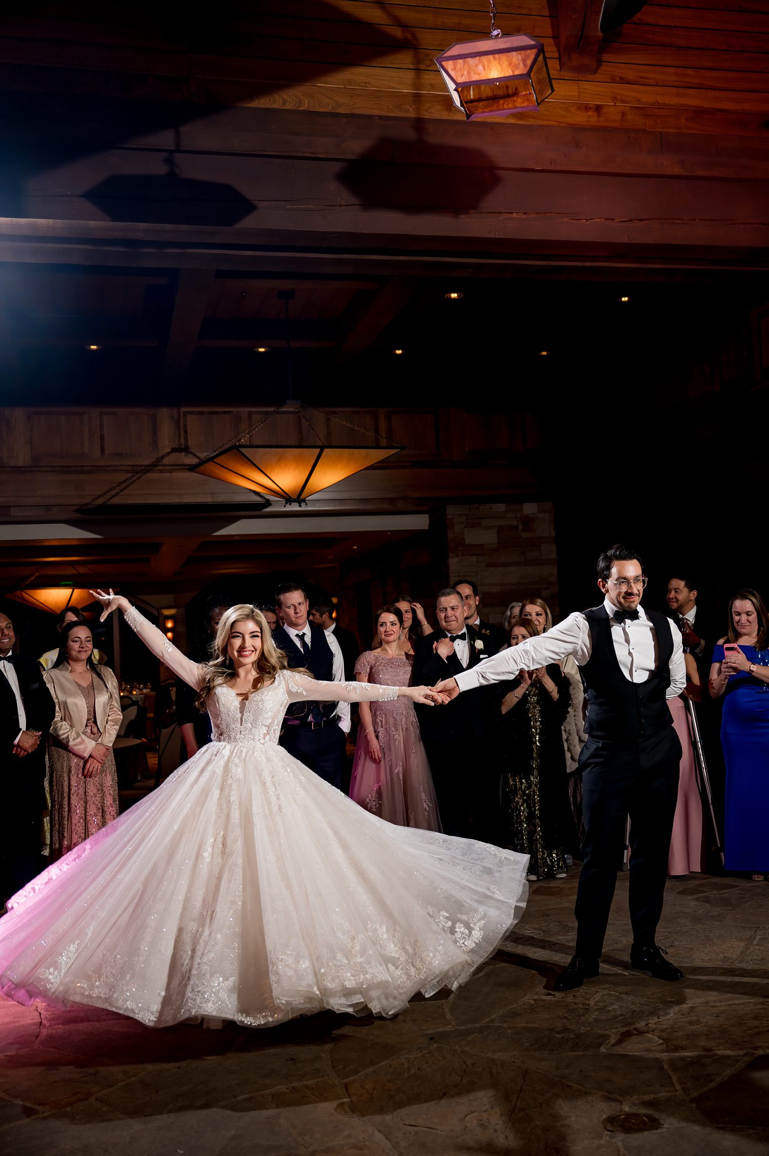 bride and groom having their first dance at The Sanctuary Golf Course